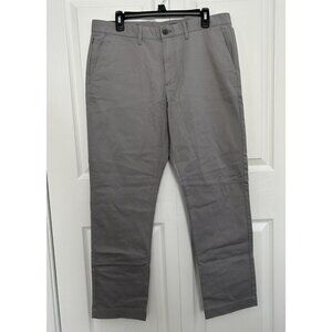 JCrew Pants Men's Gray Straight Fit Stretch Chino Khaki Flex Tru Temp Size 34/30